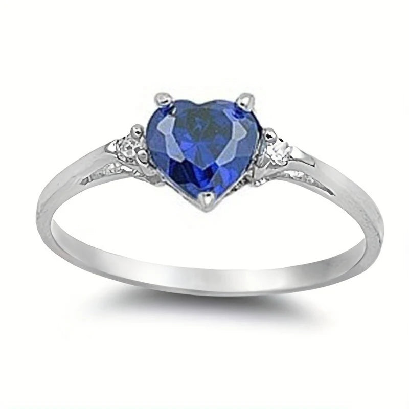 Huitan Chic Multiple Colored Heart CZ Ring Women Graceful Lady Fashion Delicate Love Jewelry for Engagement Wedding Band Gift