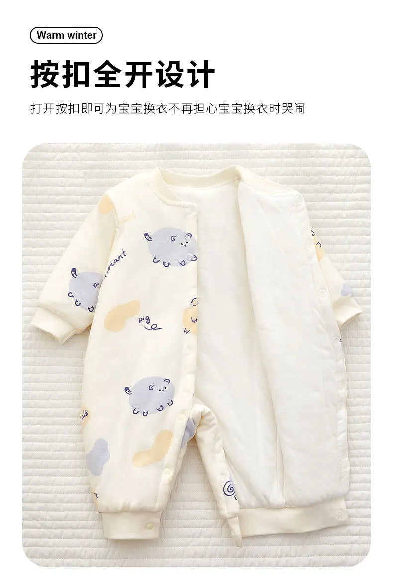 Cute Printed Baby Onesie, Thick Cotton Winter Outfit
