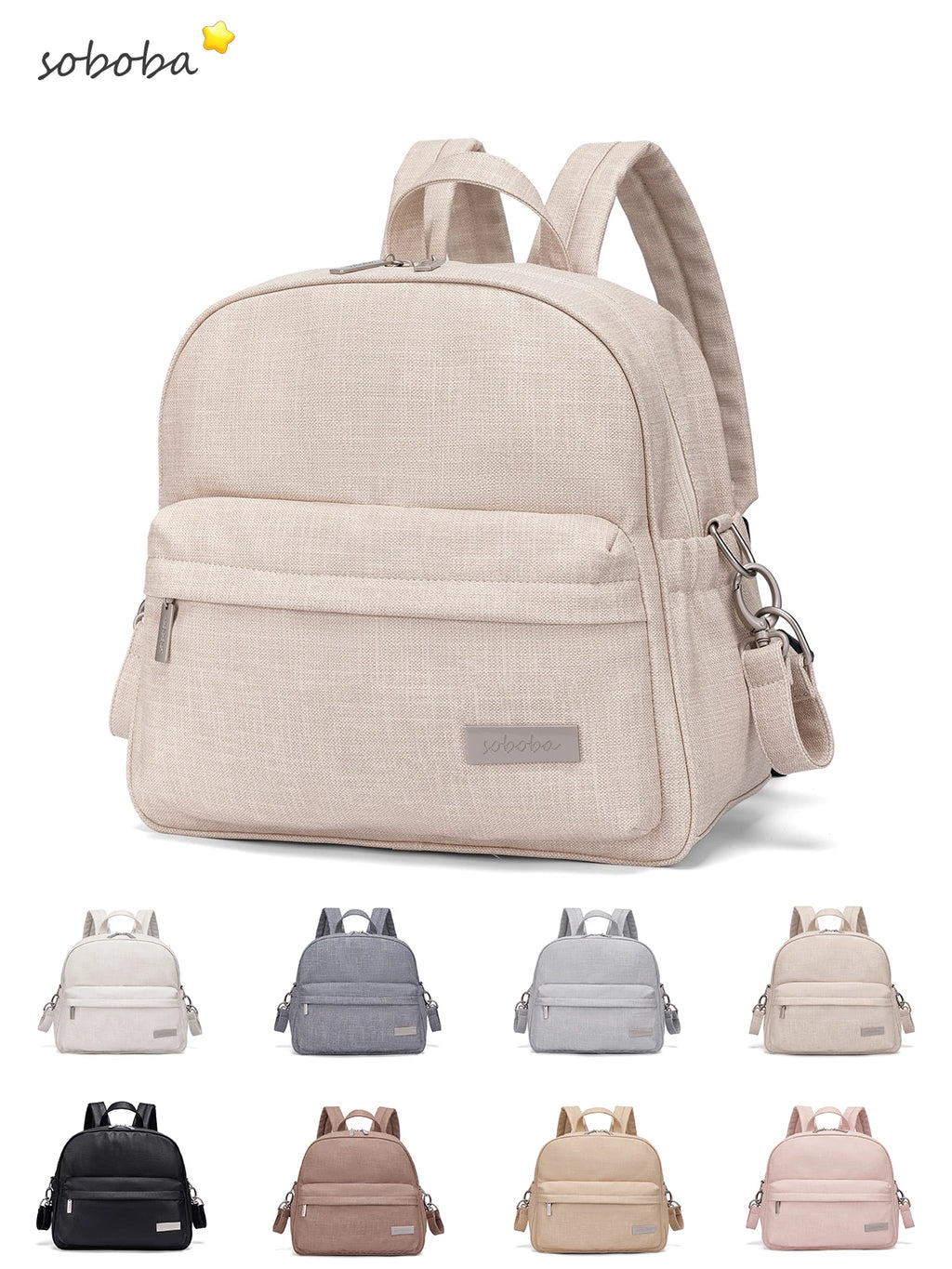 Soboba Stylish Waterproof Diaper Bag – Large Capacity Multi-Functional Backpack with 2 Straps