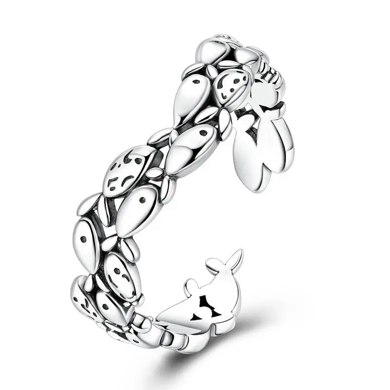 Clover Adjustable Ring 925 Sterling Silver Original Hummingbird Glow Firefly Free Size Open Rings For Women Wedding Jewelry Gift