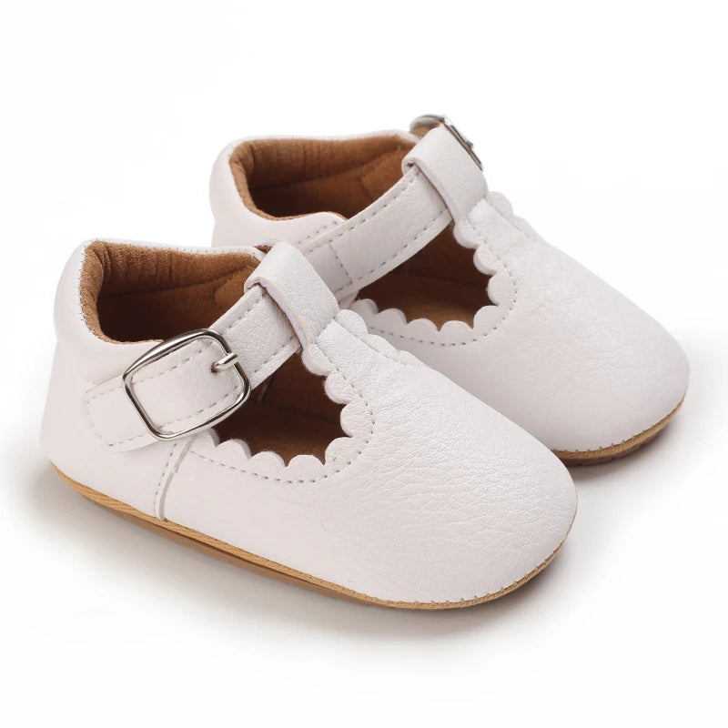 Baby Stripe Leather Shoes – Multicolor Non-Slip First Walkers