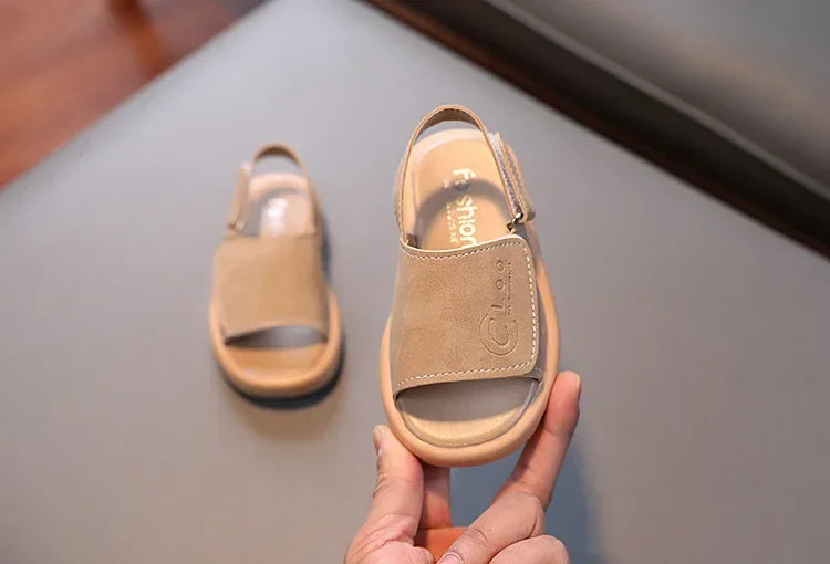 Kids’ Summer Sandals – Open Toe PU Leather (Ages 1–6)