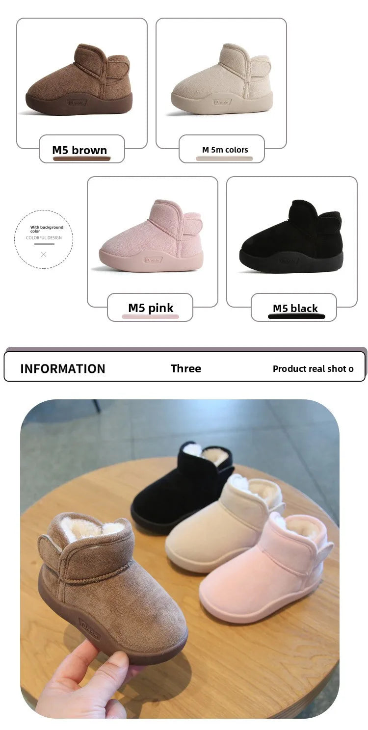 Kids 2025 Winter Snow Boots – Plush Warm Toddler Shoes (Size 15–24)