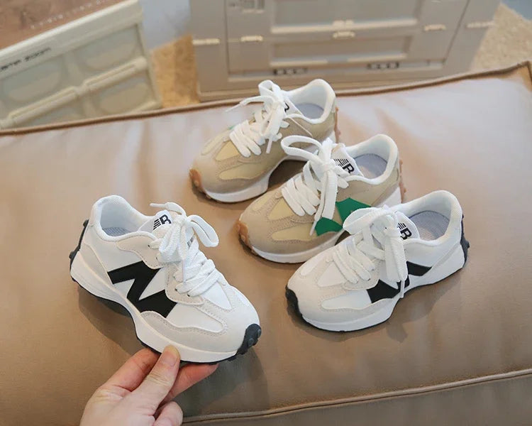 Kids Spring Leather Sneakers – Soft Sole Non-Slip Casual Shoes