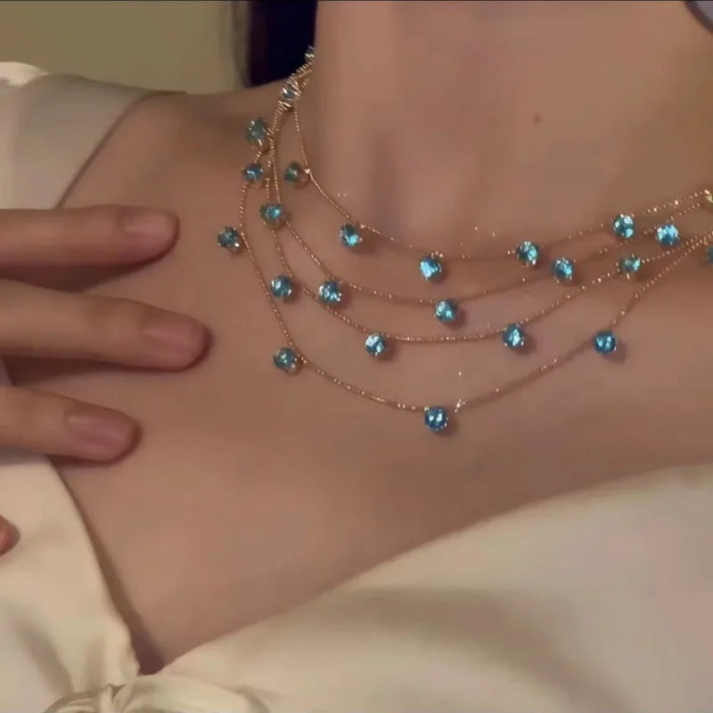 Luxury Multi layered Blue Zircon Layer