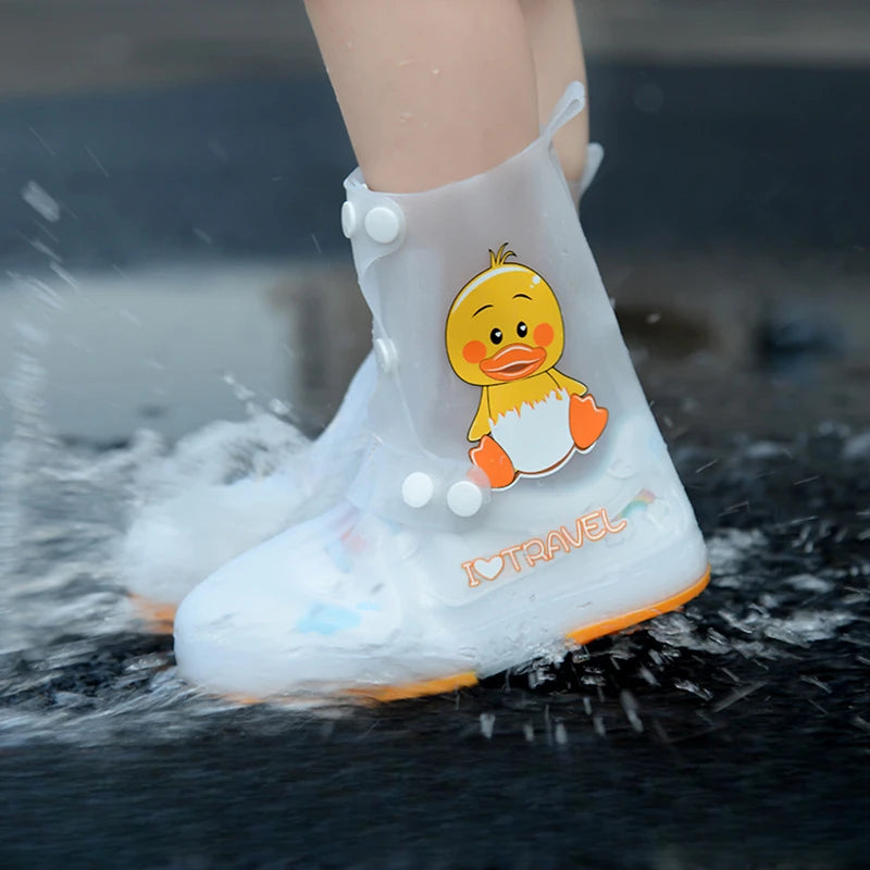 Kids’ Waterproof Rain Boots – Cartoon Animal Flat Shoes