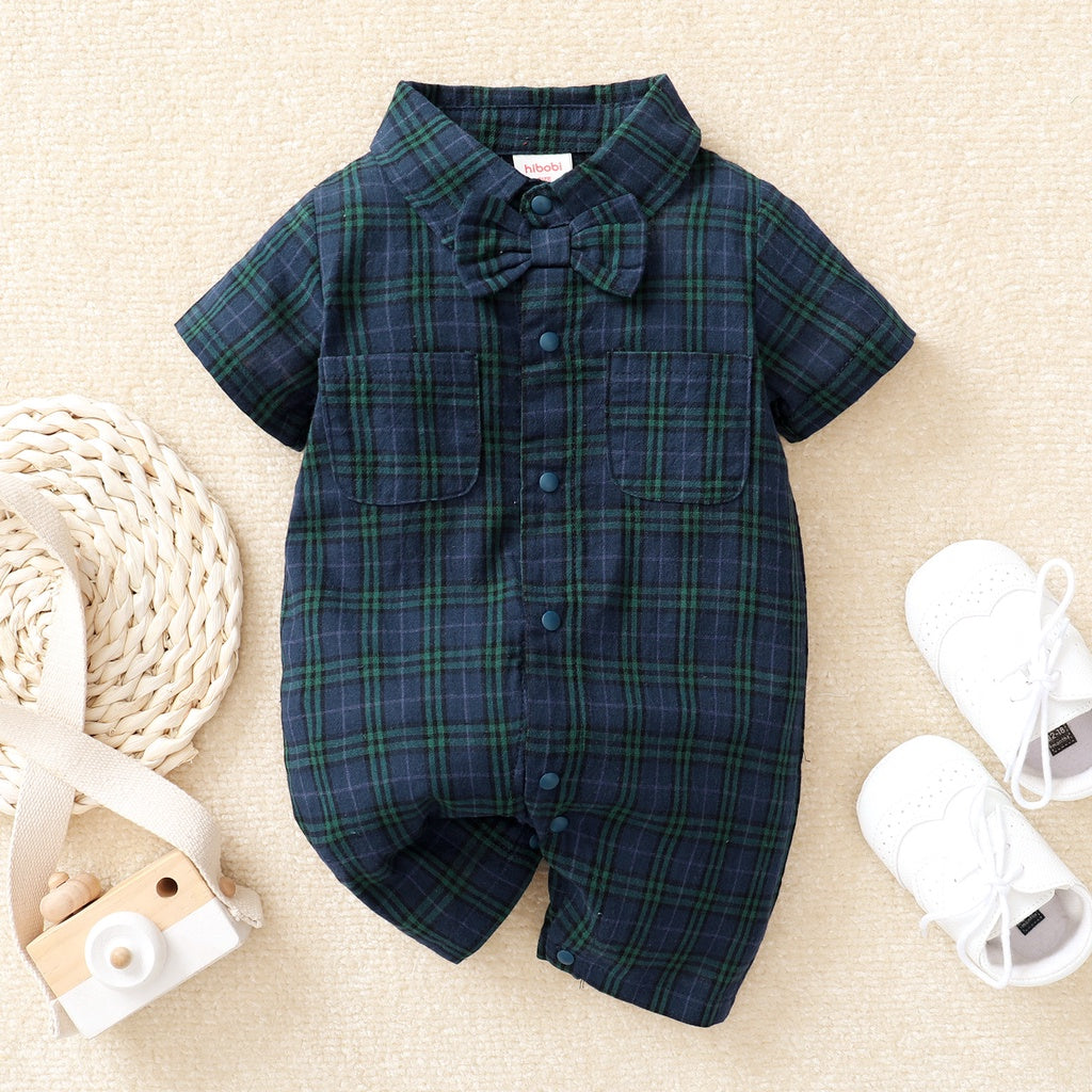 Baby Boy Plaid Gentleman Romper (0-18M)