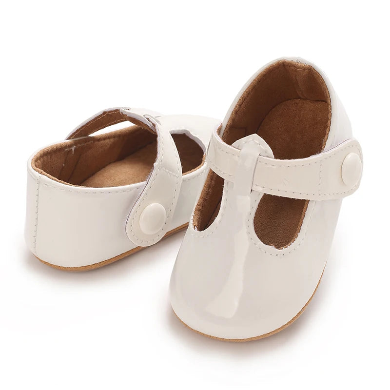 Baby Mary Jane Shoes (0–18M) – PU First Walkers with Bowknot
