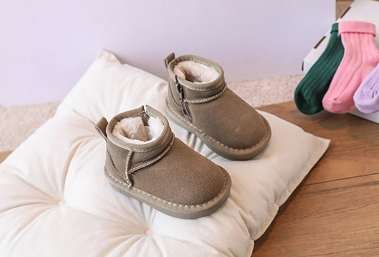 Baby Winter Snow Boots – Leather Plush Non-Slip Toddler Shoes
