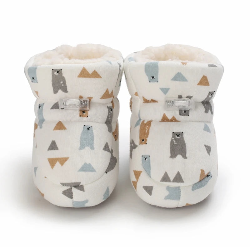 Baby Winter Snow Boots (0–18M) – Soft Warm Cartoon Printed Shoes