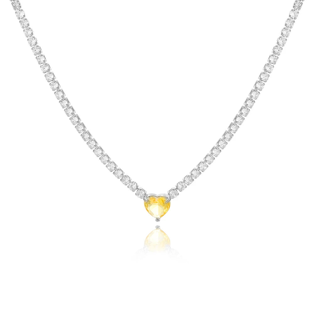Crystal Stone Love Heart Necklace