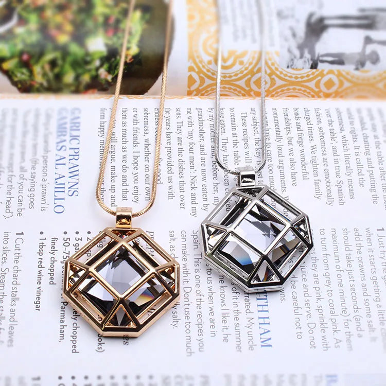 New Openwork Geometric Long Necklace