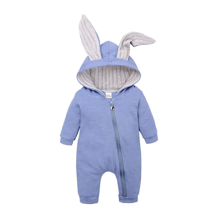 Baby Romper 3–18M, Cartoon Hooded Long Sleeve Jumpsuit