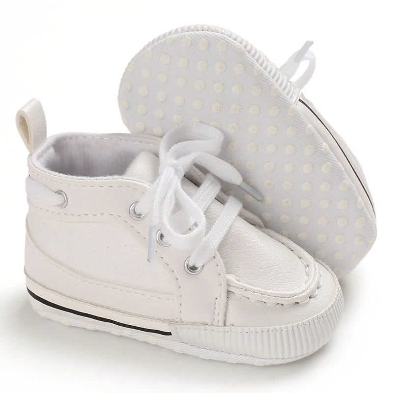 Infant Spring Sneakers (0–18M) – White Non-Slip Soft-Soled Shoes
