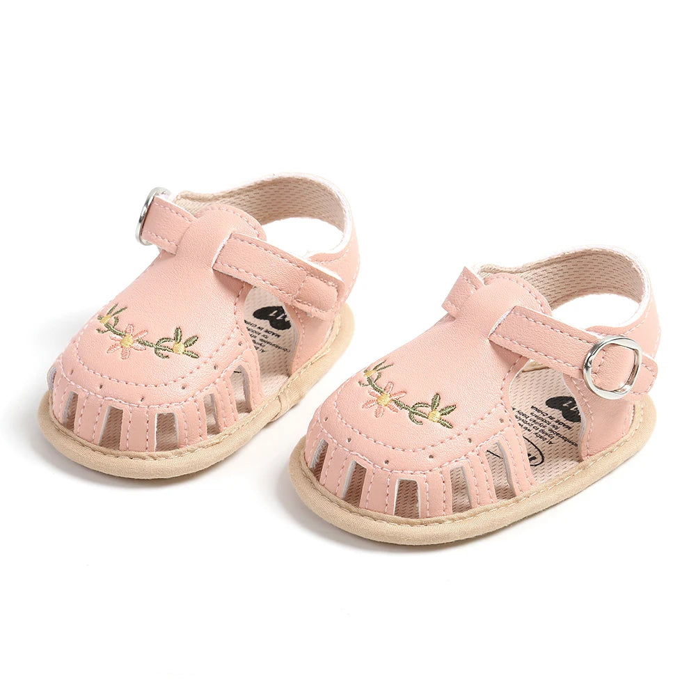 Baby Girl Summer Sandals – Breathable Lightweight Floral Wrap-Toe Shoes