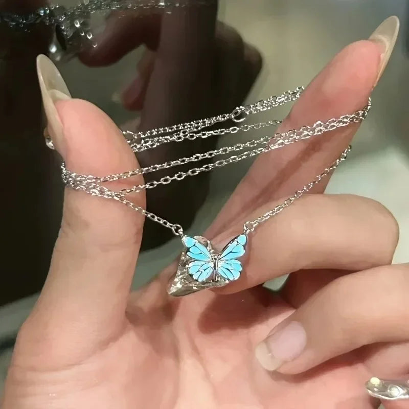 New Butterfly Lamp Necklace Female