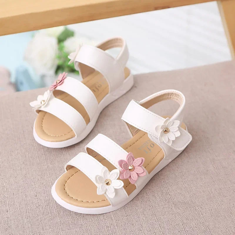 Girls’ Floral Gladiator Sandals – Soft Summer Beach Shoes