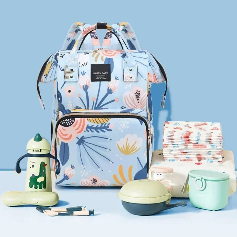 Fashion Print Nappy Backpack – Multi-Functional Large Capacity Mommy Bag for Outdoor Travel & Baby Care