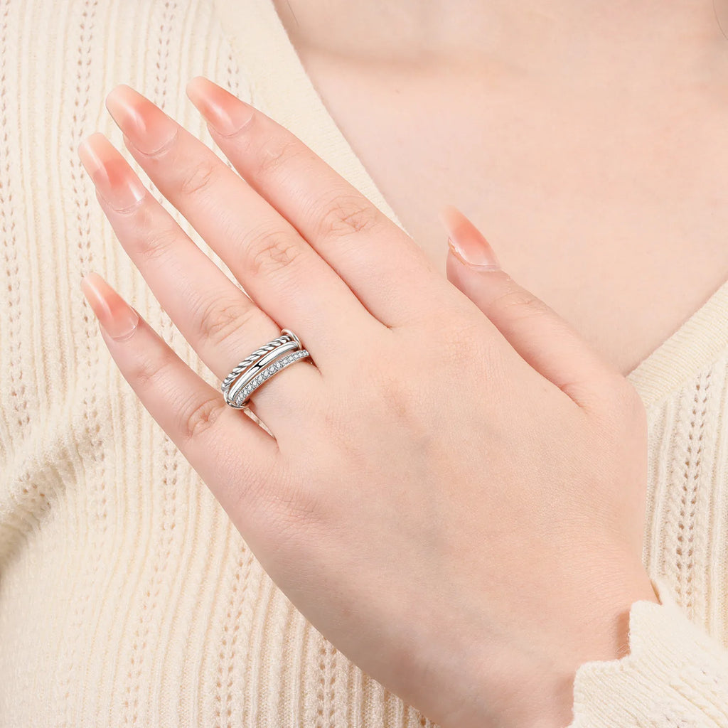 925 Sterling Silver Three Ring
