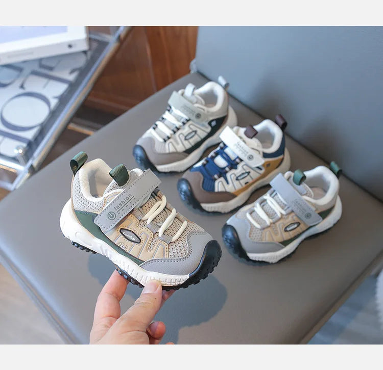 Boys’ Patchwork Sneakers – Casual Outdoor Sports Shoes