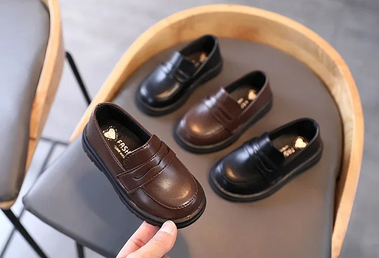 Kids’ Leather Loafers – Slip-On School & Party Shoes (21–36)