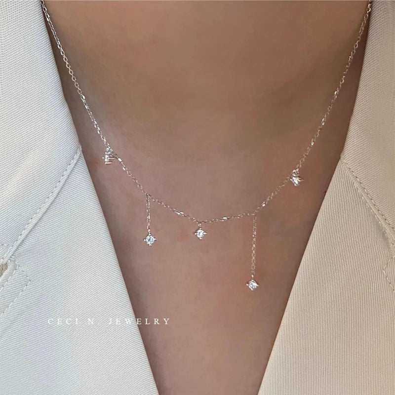 925 Sterling Silver Zircon Star Charms
