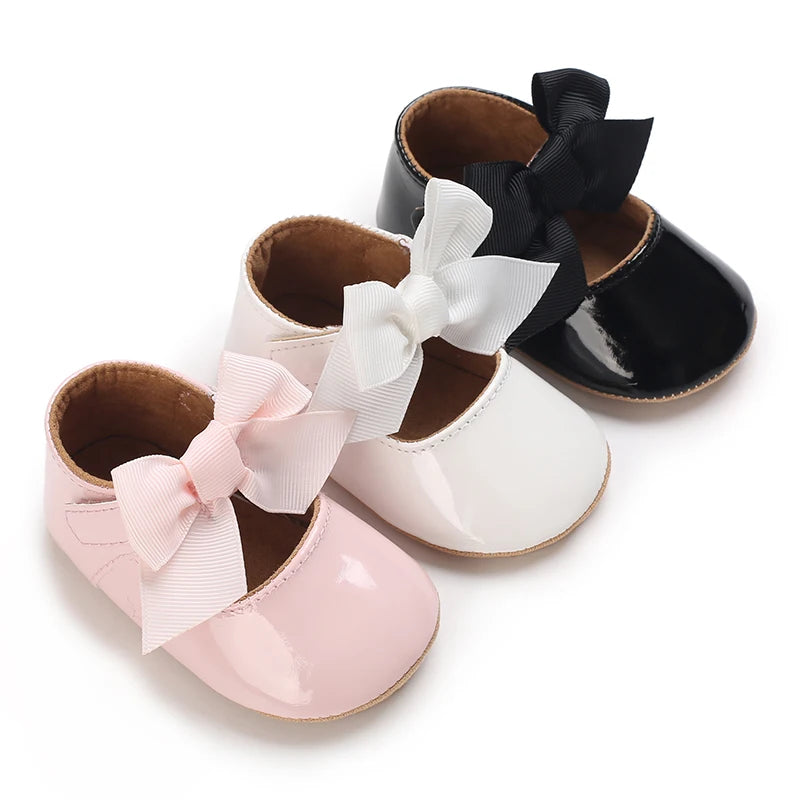 Baby Girl Bow Flats – Soft Sole Non-Slip First-Step Sandals