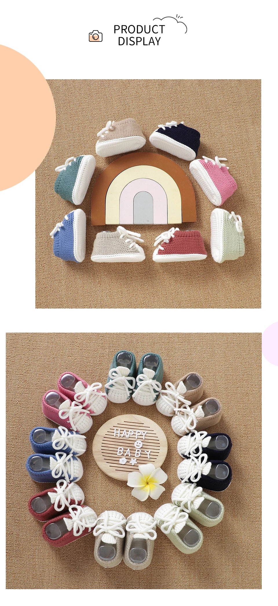 Baby Knitted Booties (0–18M) – Soft Sole Non-Slip First Walkers