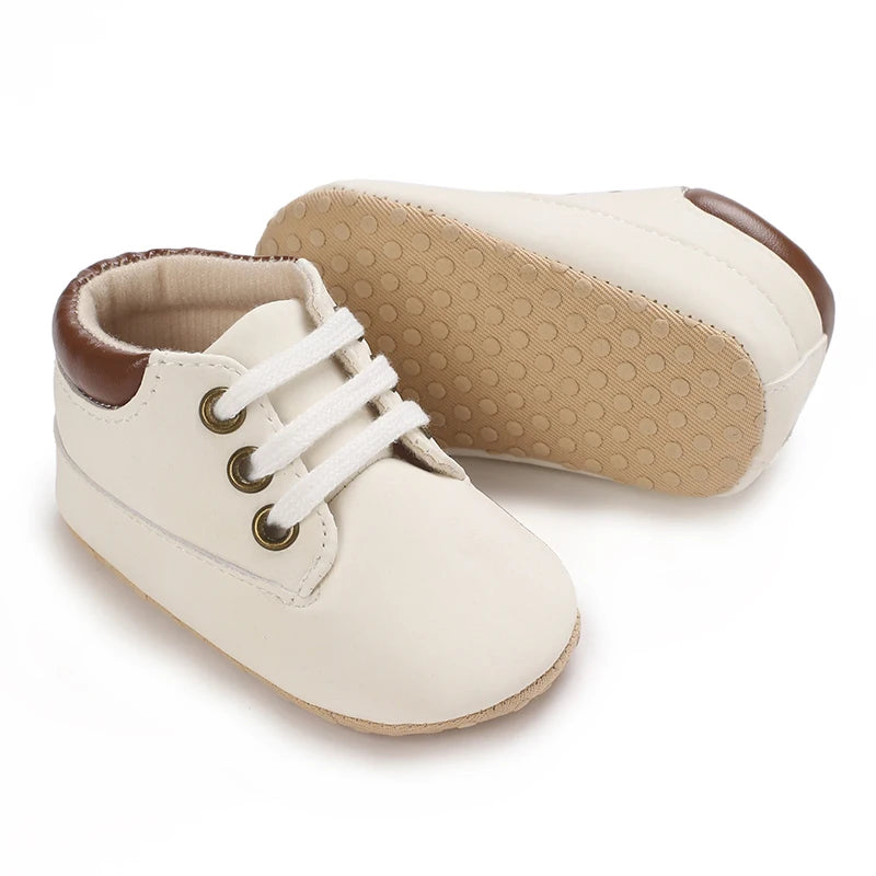 Infant Spring Sneakers (0–18M) – White Non-Slip Soft-Soled Shoes