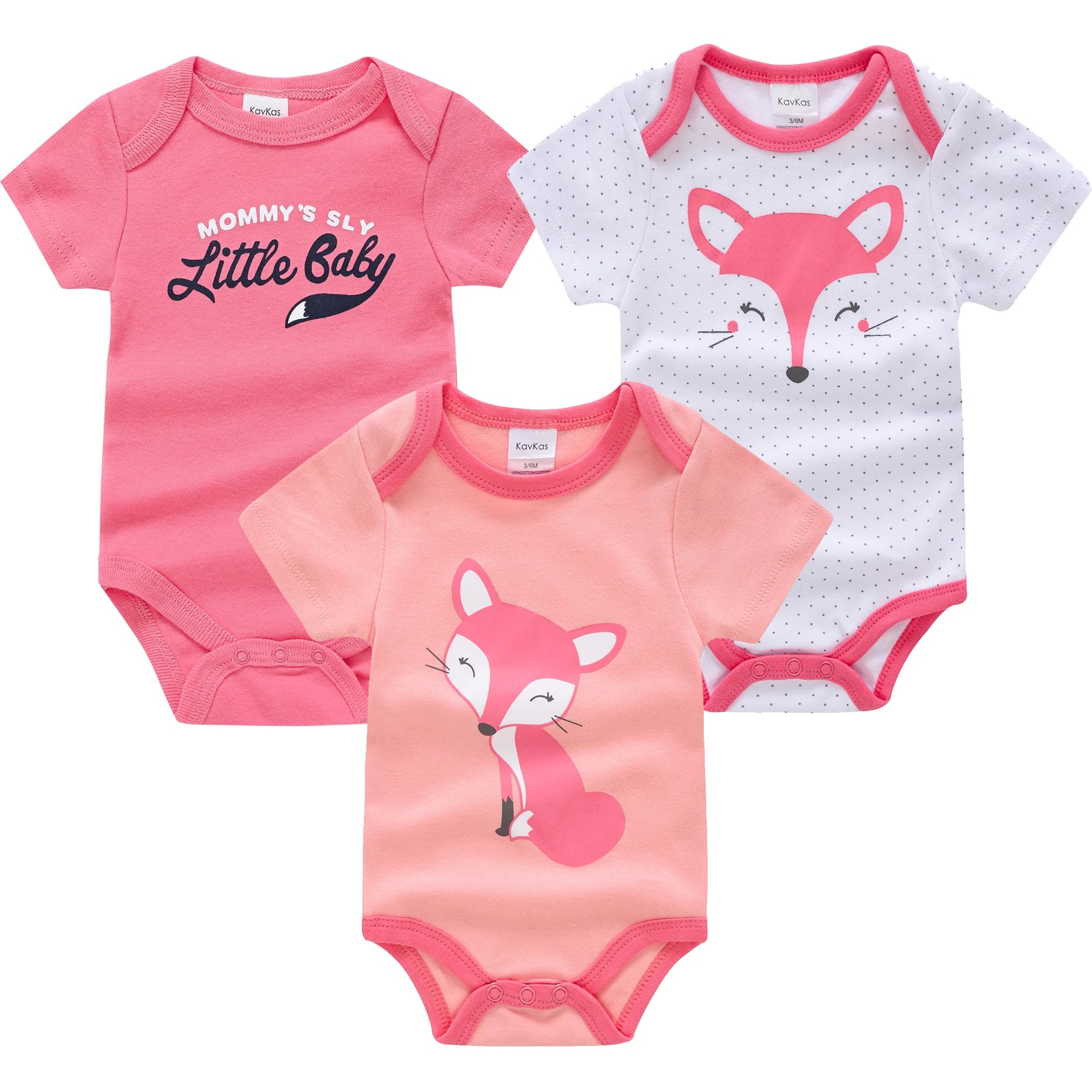 3/6PCS Baby Bodysuit Set, Cotton Short Sleeve 0–12M