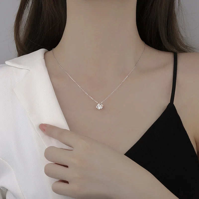 Classic Zircon Necklace Crystal Inside Hollow