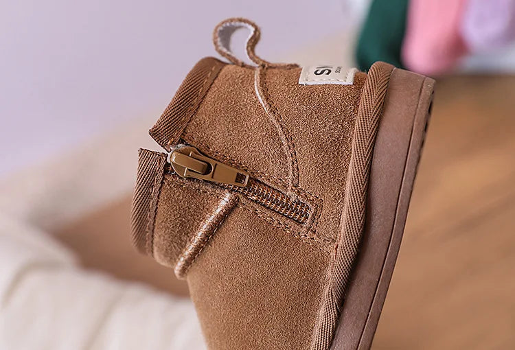 Baby Winter Snow Boots – Leather Plush Non-Slip Toddler Shoes