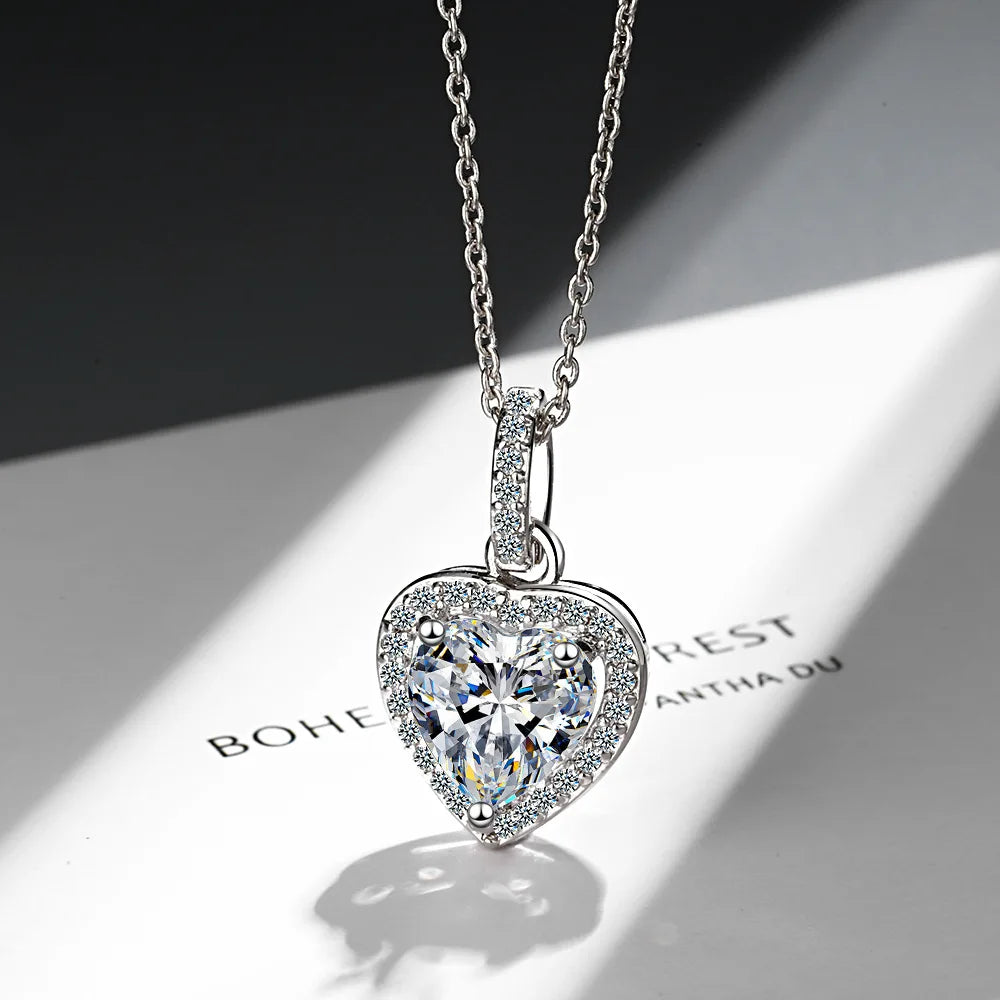 925 Sterling Silver Zircon Heart Pendants