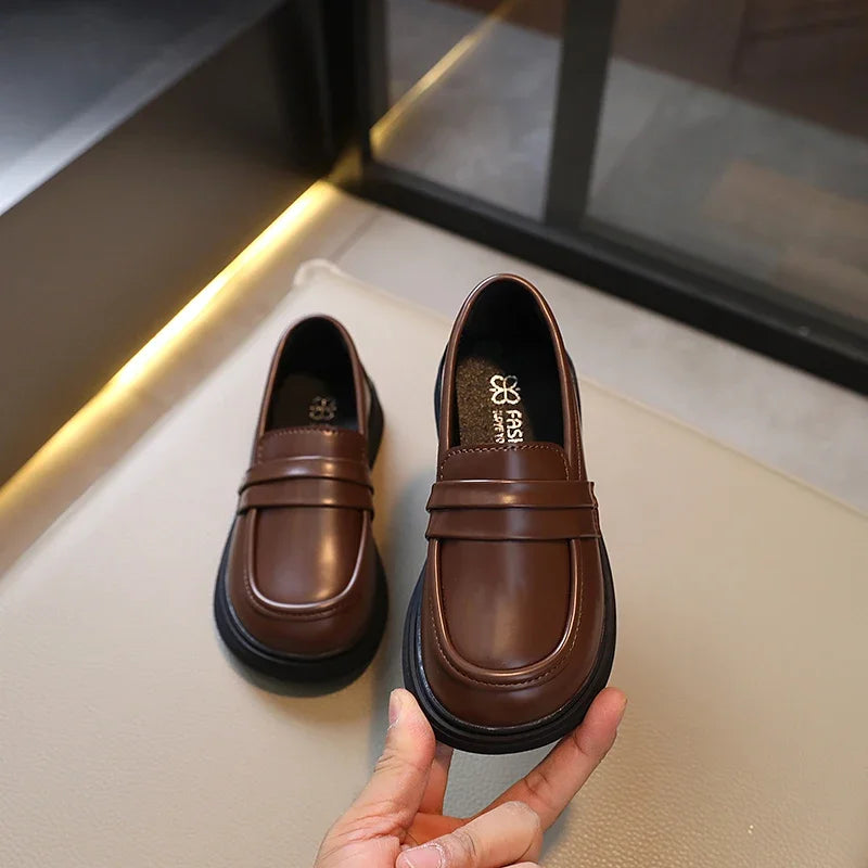 Kids’ Leather Loafers – Soft Princess Party & School Shoes