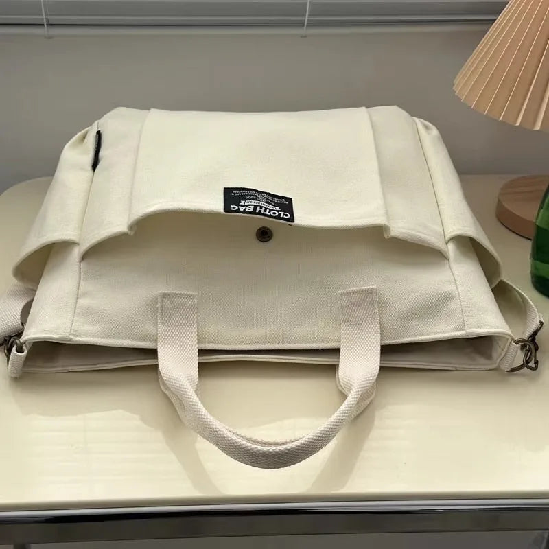 Canvas Ladies Commuter Bag – Horizontal Shoulder Tote for Students