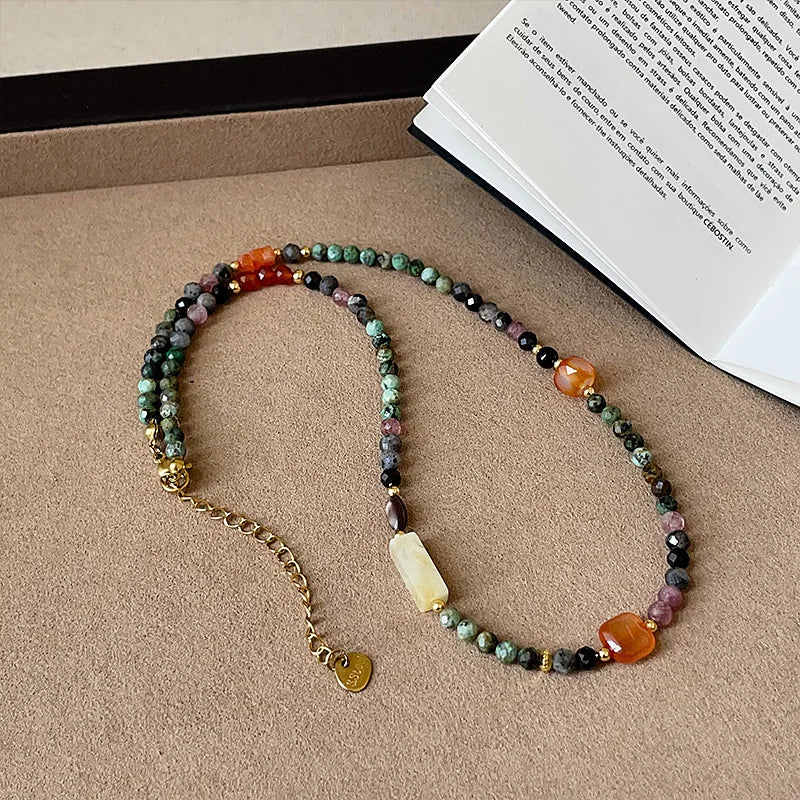 Colorful Natural Stone Beaded Necklace