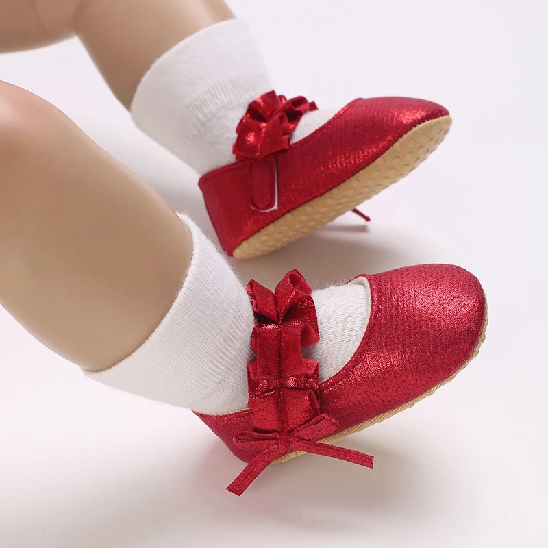 Baby Shoes (0–18M) – Plush Soft Bow Casual Sneakers