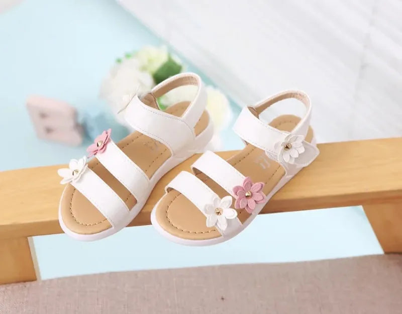 Girls’ Floral Gladiator Sandals – Soft Summer Beach Shoes