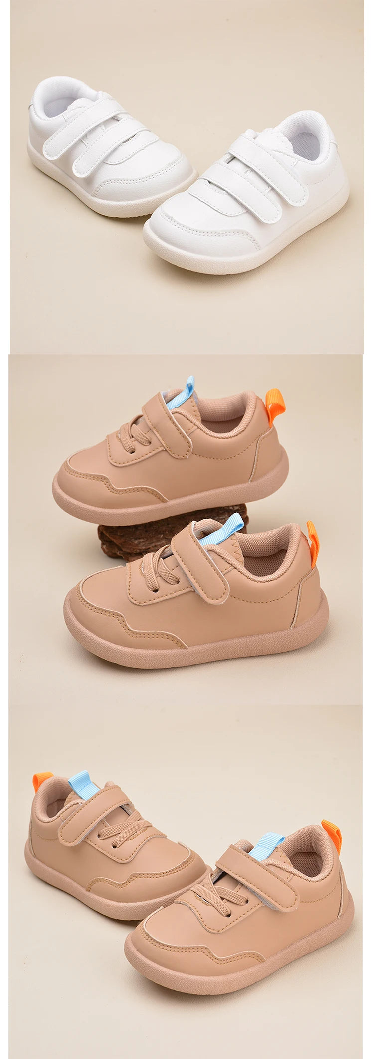 Unisex Toddlers’ White Sneakers – Lightweight Non-Slip First Walking Shoes