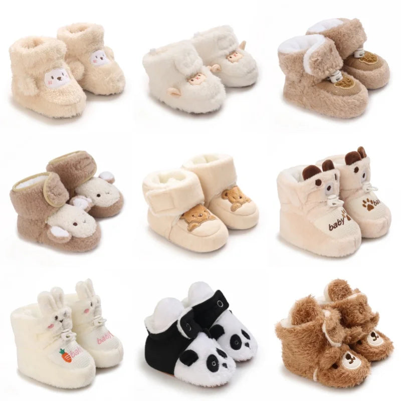 Baby Winter Cotton Shoes (0–1Y) – Thick Warm Teddy Bear Walking Shoes