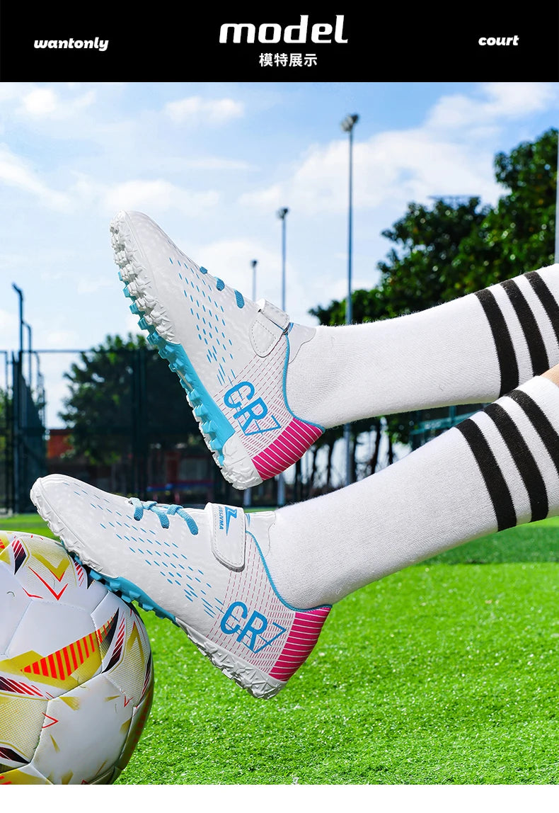 Kids’ Soccer Cleats – Hook & Loop Football Shoes