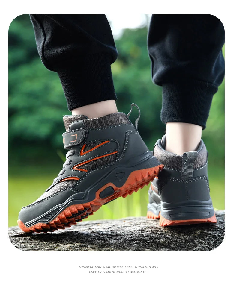 Boys’ Leather Sports Sneakers – Non-Slip, Breathable (Sizes 29–40)