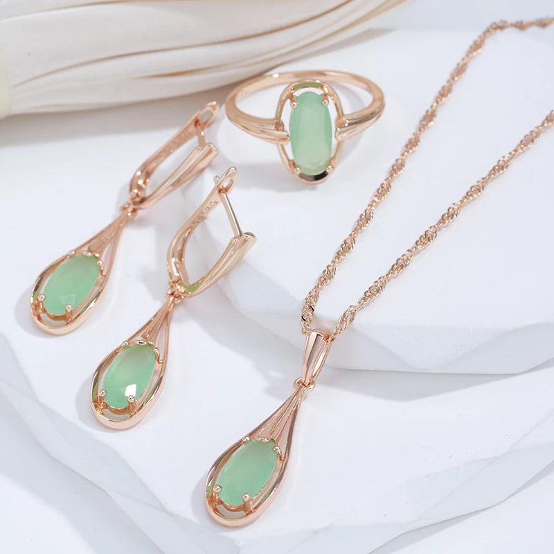Green Emerald Natural Zircon Necklace