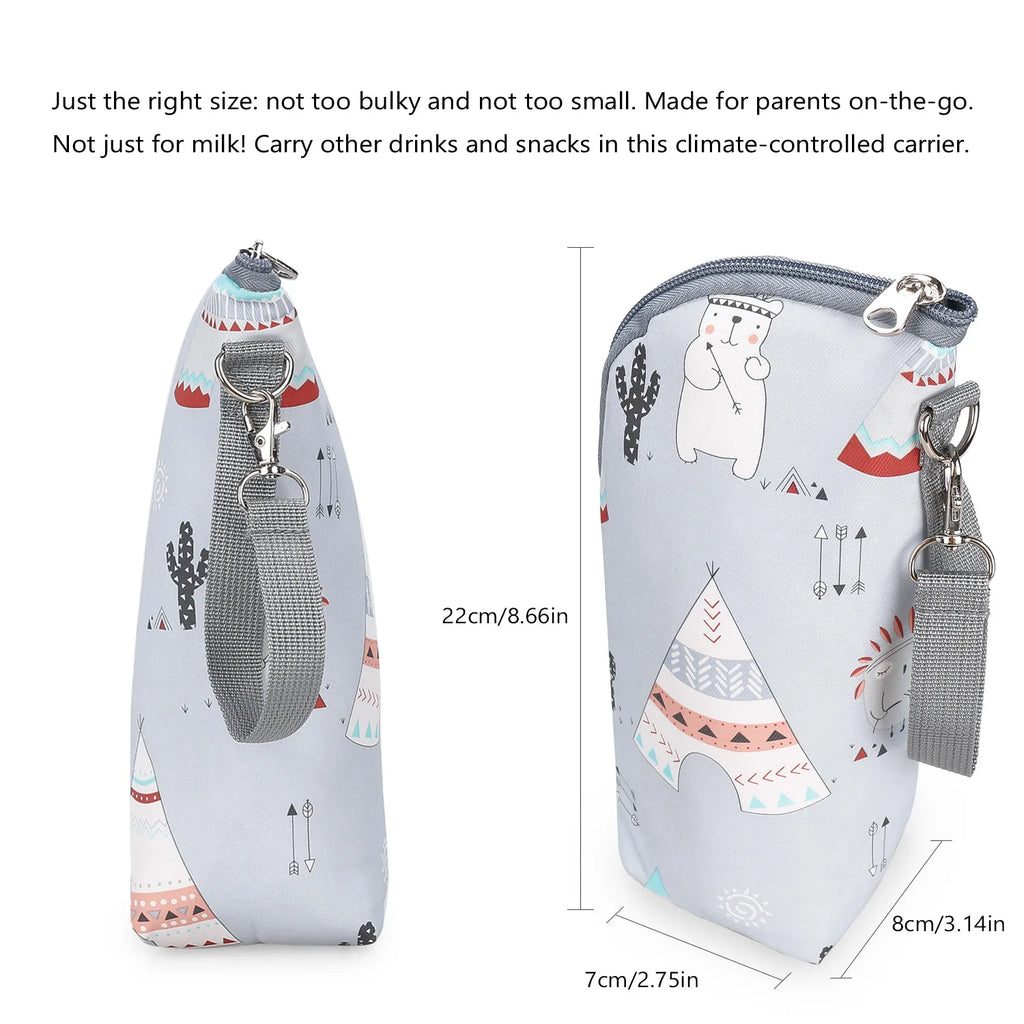 Portable Baby Feeding Bottle Bag – Aluminum Insulation, Stroller Hanging