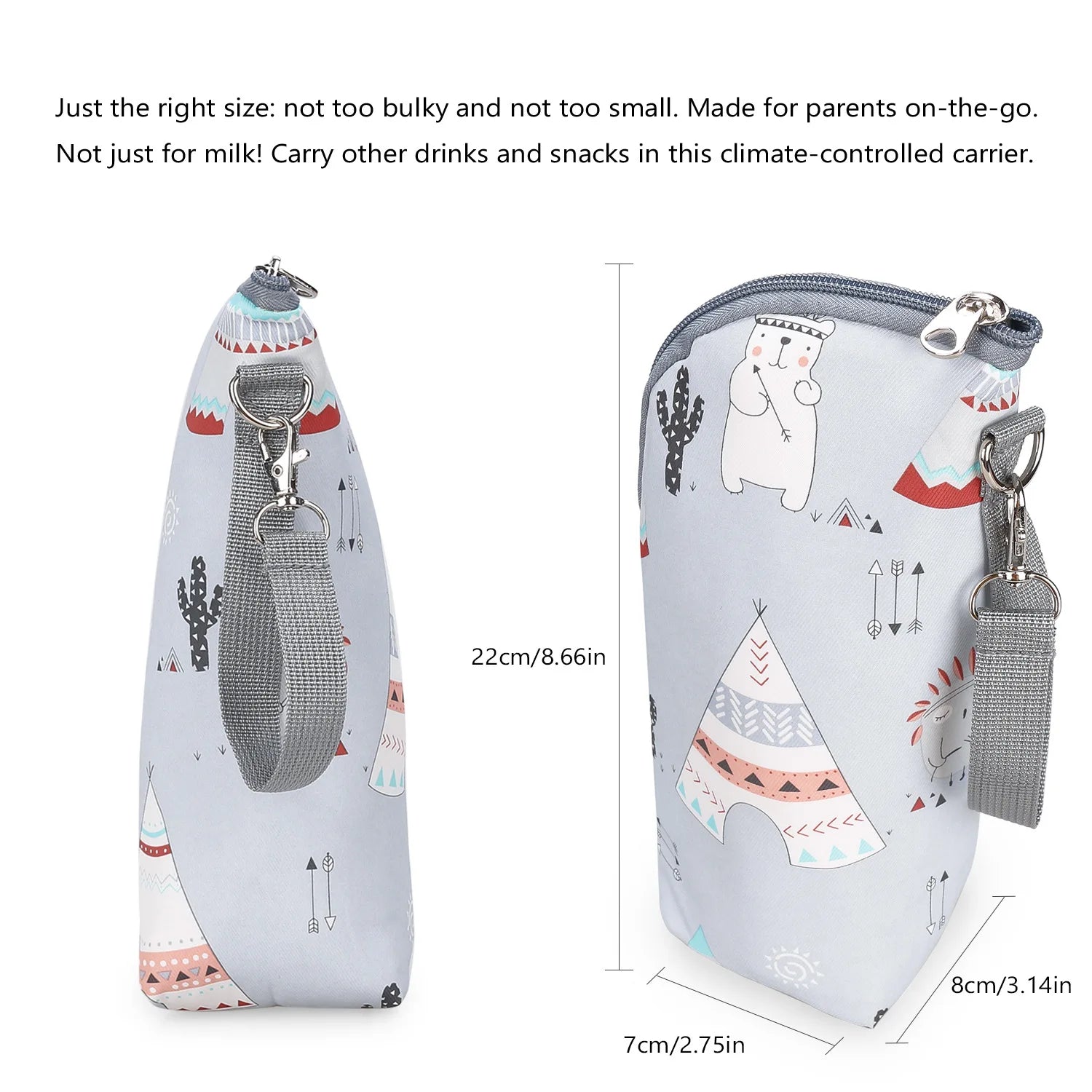 Portable Baby Feeding Bottle Bag – Aluminum Insulation, Stroller Hanging