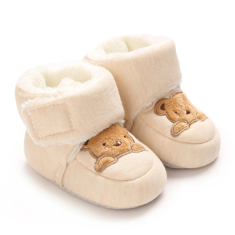 Baby Winter Cotton Shoes (0–1Y) – Thick Warm Teddy Bear Walking Shoes