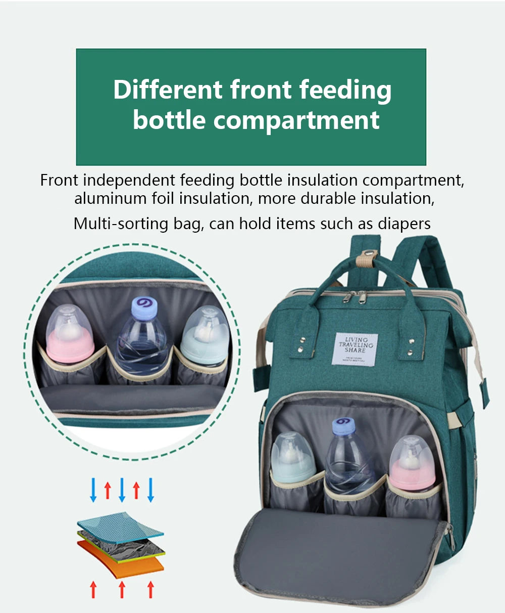 Lightweight Folding Mommy Backpack with Portable Baby Bed
