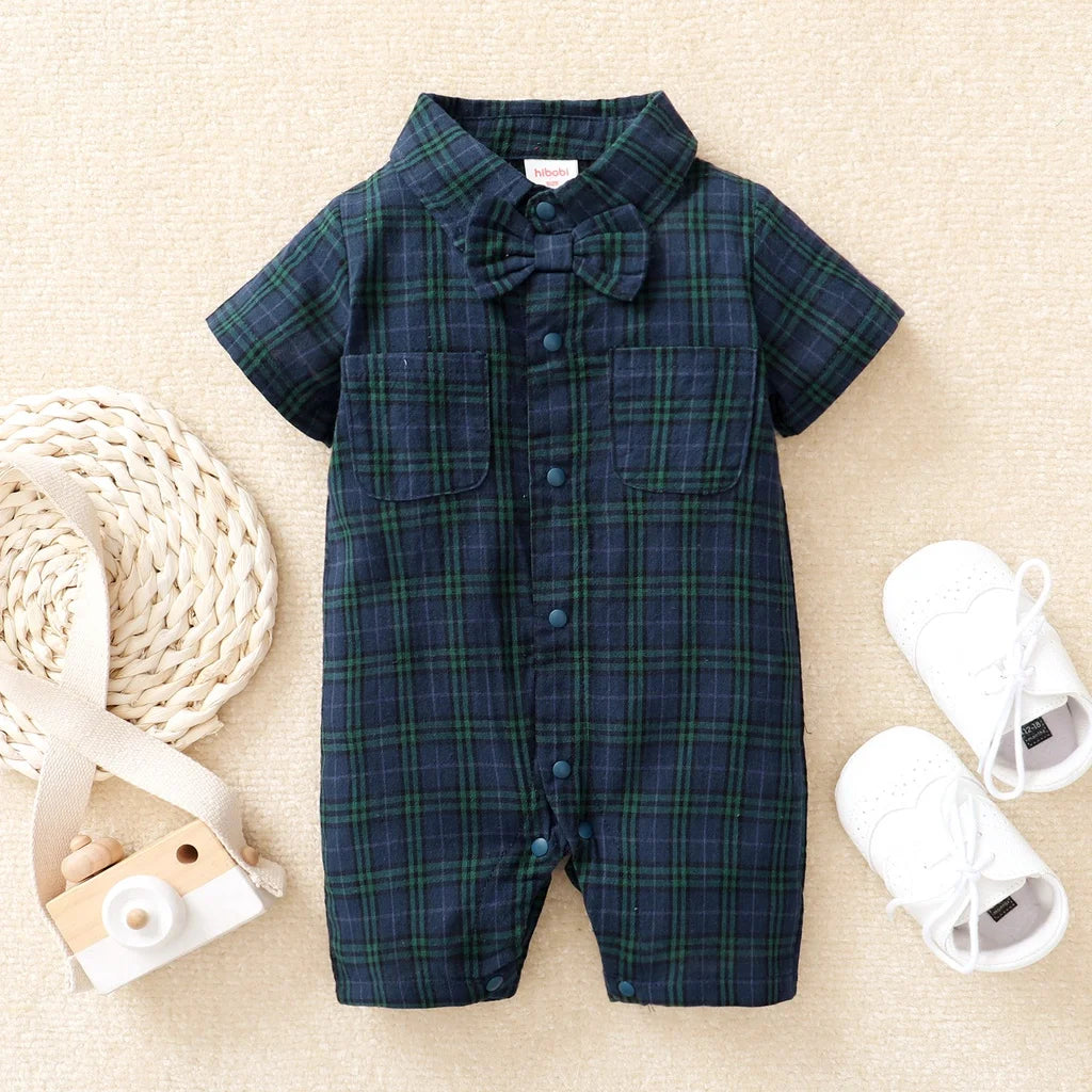 Baby Boy Plaid Gentleman Romper (0-18M)