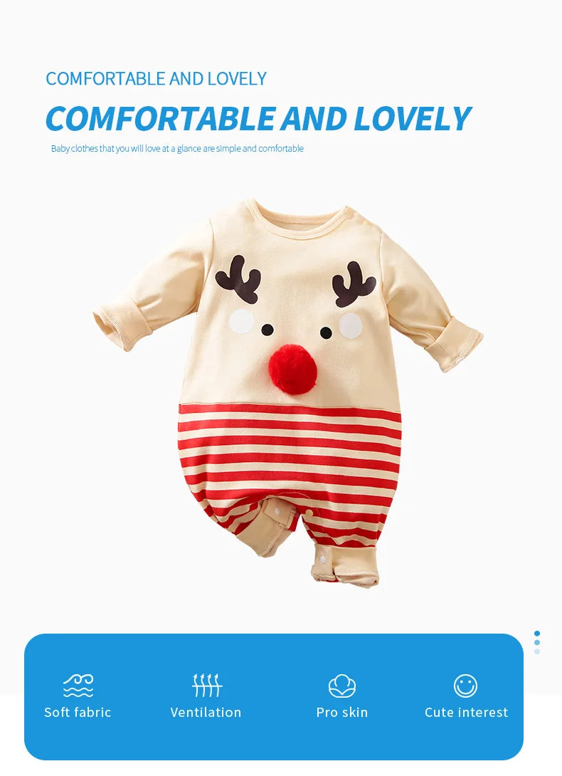Baby Christmas Elk Romper 0-18 Months