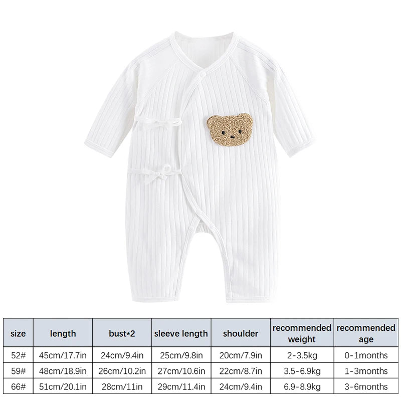 Baby Bear Cotton Romper – Long Sleeve (0–12M)